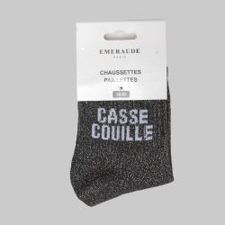 Chaussette noir casse couille a paillette em-ch-xgs2604 Femme EMERAUDE