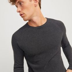 Pull jwhhill knit dark grey melange 12243968 4573 Homme JACK & JONES