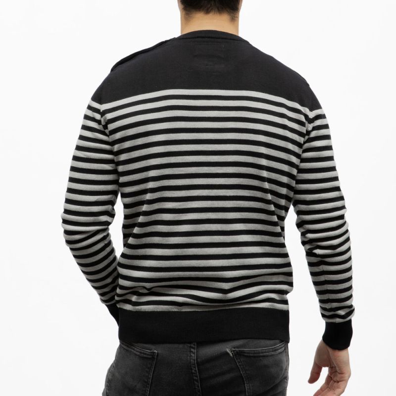 Pull marinière avec bouton à rayures Homme BILL TORNADE