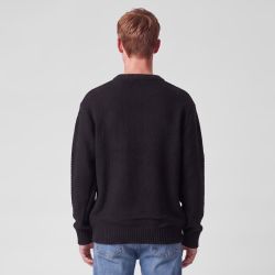Pull col rond maille texturee noir pnm-1018-ds Homme PANAME BROTHERS