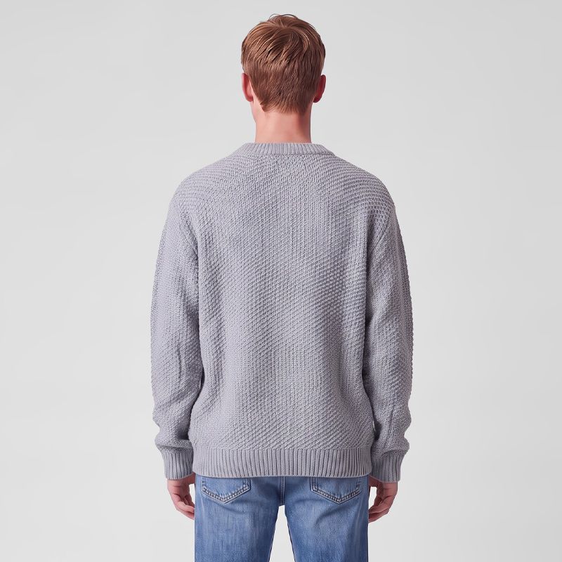 Pull col rond maille texturee noir pnm-1018-ds Homme PANAME BROTHERS