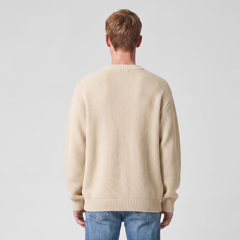 Pull col rond maille texturee noir pnm-1018-ds Homme PANAME BROTHERS