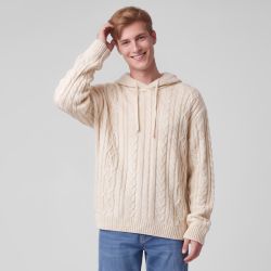 Pull a capuche torsade noir pnm-1021-ds Homme PANAME BROTHERS