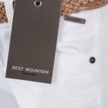 Pantalon en toile coupe droite ceinture tressée beige fille BEST MOUNTAIN marque pas cher prix dégriffés destockage