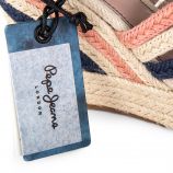 Sandales compensées en corde bleu et roses femme PEPE JEANS marque pas cher prix dégriffés destockage