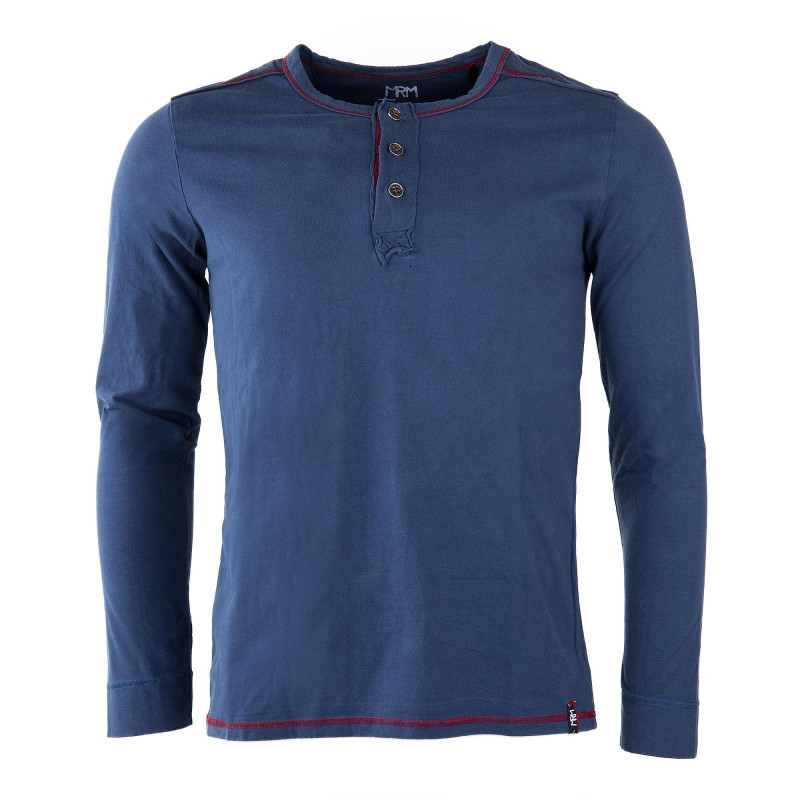 Tee shirt bleu col tunisien homme LITTLE MARCEL à prix ...