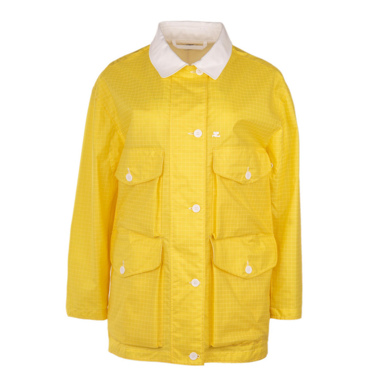 Veste en toile cirée jaune à carreaux femme COURREGES marque pas cher prix dégriffés destockage