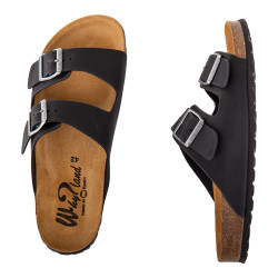 Mules cuir toile légère double bride homme WHY LAND marque pas cher prix dégriffés destockage Mules cuir toile légère double bride homme WHY LAND marque pas cher prix dégriffés destockage