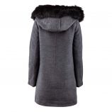 Manteau gris à capuche col fourrure femme Best Mountain marque pas cher prix dégriffés destockage